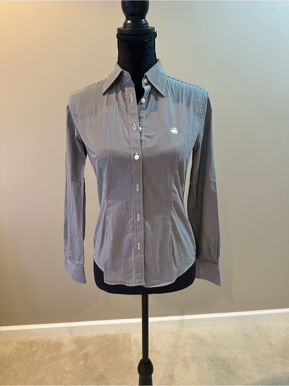 Brooks Brothers Black and White Micro-Gingham Button Shirt Size 2P